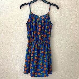 Women’s Mine Pineapple Spaghetti Strap Dress, Blue, Small